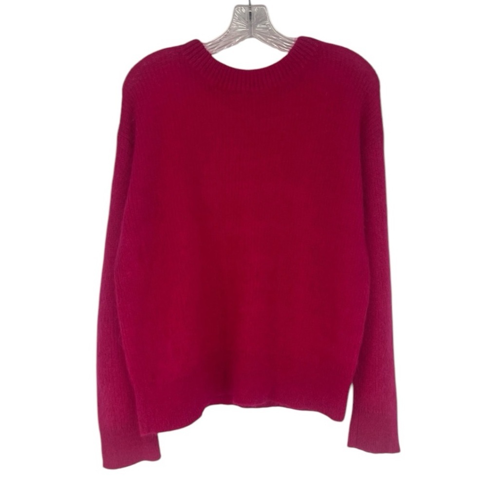 ALC Mohair Wool Blend Hot Pink Pullover Crew Neck Designer Knit Sweater XS